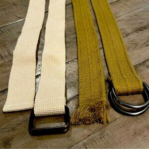2 Unisex Canvas Belts Metal Double Rings Casual Dress